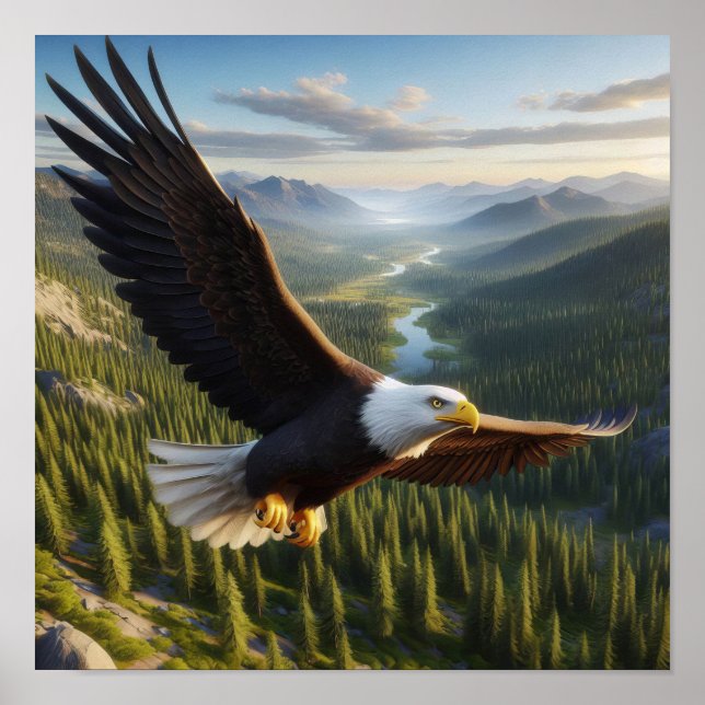 Majestic Bald Eagle in Untamed Wilderness Poster (Front)
