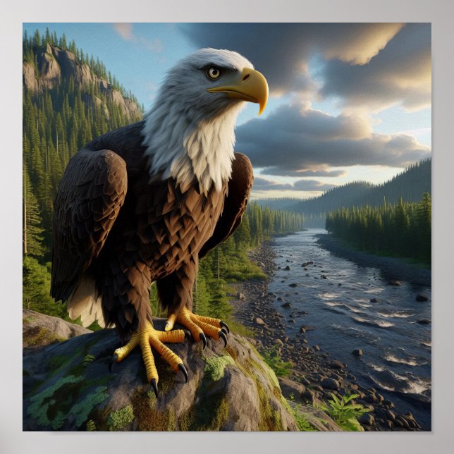 Majestic Bald Eagle in Untamed Wilderness Poster (Front)
