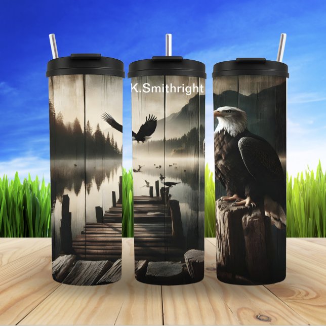 Majestic Bald Eagle Lake Sunrise Thermal Tumbler (Creator Uploaded)