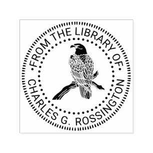 Majestic Bald Eagle On Branch NT Library Book Name Self-inking Stamp