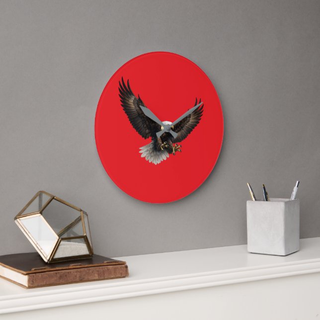 Majestic Bald Eagle Red Wall Clock (Office)