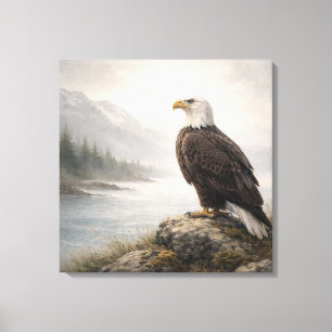 Majestic Bald Eagle River Canvas Print