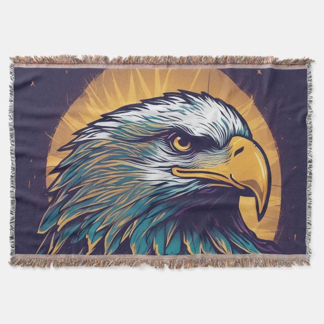 Majestic Bald Eagle Throw Blanket (Front)