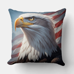 Majestic Bald Eagle with American Flag – Patriotic Cushion
