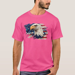 Majestic Bald Eagle with American Flag T-Shirt