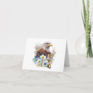 Majestic Bald Eagle with Flowers BLANK Card