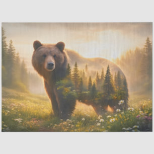 Majestic Bear in Misty Sunny Meadow Decoupage Tissue Paper
