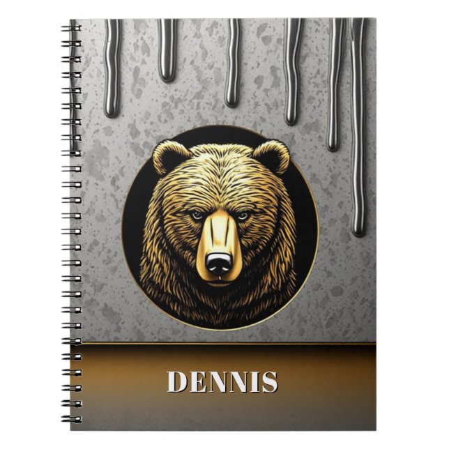 Majestic Bear With Personalised Name 🐻 Notebook (Front)