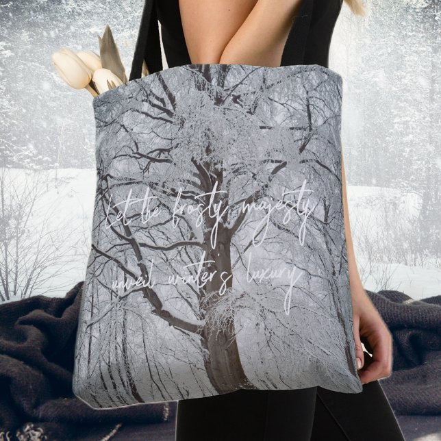 Majestic beech tree in the winter forest tote bag (Creator Uploaded)