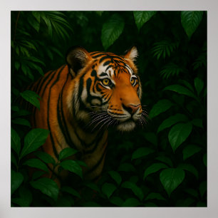 Majestic Bengal Tiger Jungle Portrait Wildlife Poster
