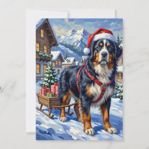 Majestic Bernese Mountain Dog Alpine Christmas Holiday Card