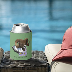 Majestic Bighorn Brown Sheep Ram Green Mountains Can Cooler