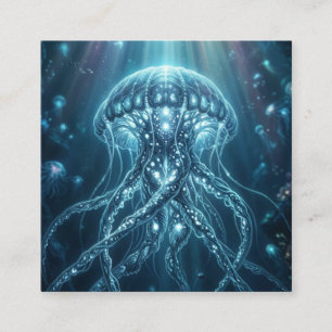 "Majestic Bioluminescent Jellyfish Custom Round Bu Square Business Card