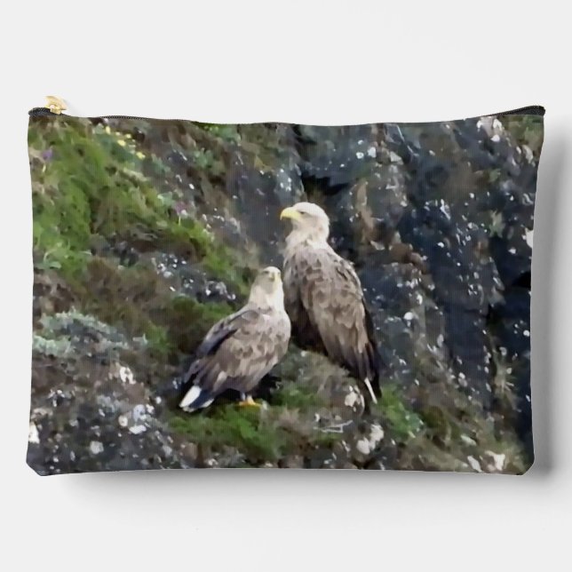  Majestic Bird of Prey White Tailed Eagle Pair  Accessory Pouch (Front)