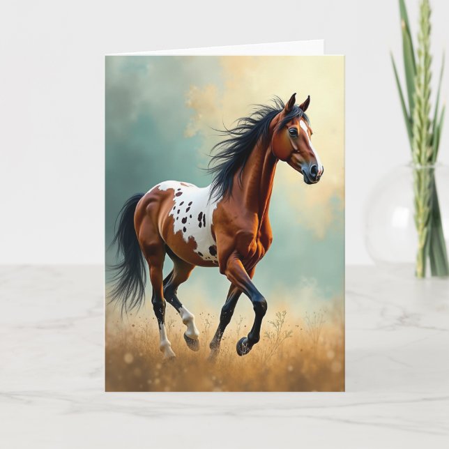 Majestic Birthday Running Steed Card (Front)