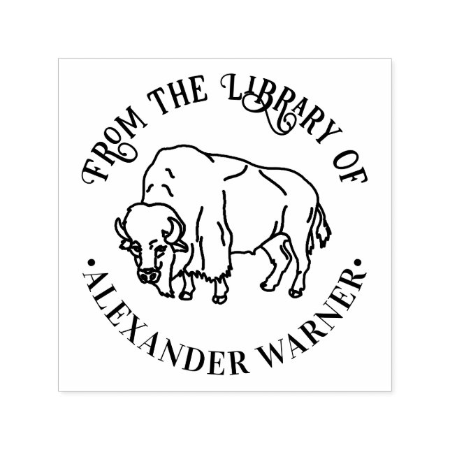 Majestic Bison Buffalo #5 Library Book Name Self-inking Stamp (Design)