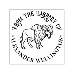 Majestic Bison Buffalo #6 Library Book Name Self-inking Stamp