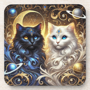 Majestic Black and White Cats Coaster