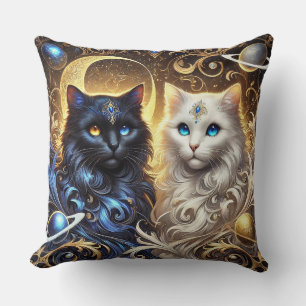 Majestic Black and White Cats  Cushion