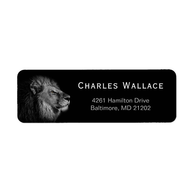 Majestic Black and White Lion Return Address (Front)