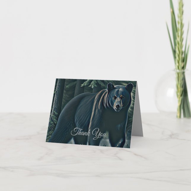Majestic Black Bear Of The North Woods Thank You Card (Front)