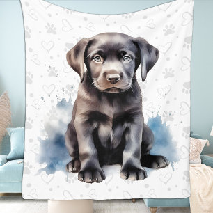 Majestic - Black Dog Art - Black Labrador Fleece Blanket
