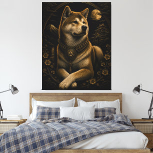 Majestic Black Gold Shiba Inu Fantasy Wall Art