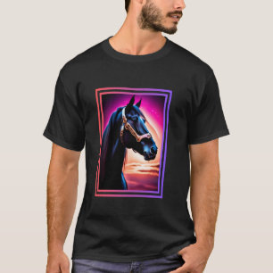 Majestic Black Horse at Sunset - Horse Lover T-Shirt