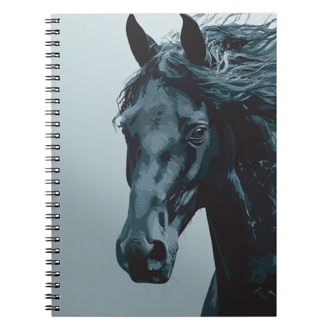Majestic Black Horse Portrait Notebook (Front)