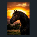 Majestic Black Horse Sunset Poster | Elegant Weste<br><div class="desc">Add depth and warmth to your home with this majestic black horse sunset poster, created for lovers of equine beauty, western charm, and dramatic wall decor. ​ The striking horse portrait and glowing sunset tones make this artwork a beautiful fit for living rooms, bedrooms, offices, studios, and rustic-inspired interiors. ​...</div>