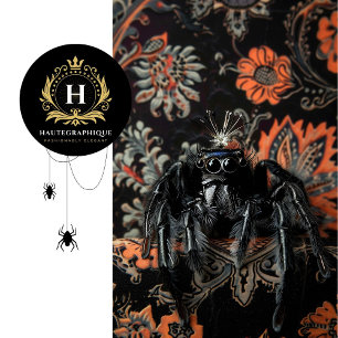 Majestic Black Orange Baroque Spider Illustration Tissue Paper