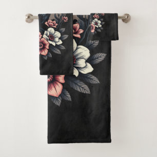 Majestic black raven  bath towel set