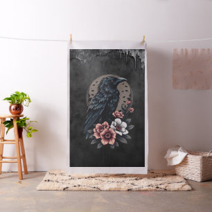Majestic black raven  fabric