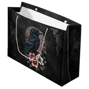 Majestic black raven large gift bag