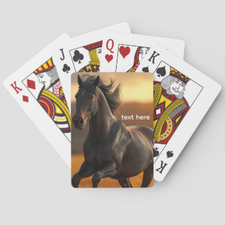 Majestic Black Stallion Horse Autumn Sunset Landsc Playing Cards
