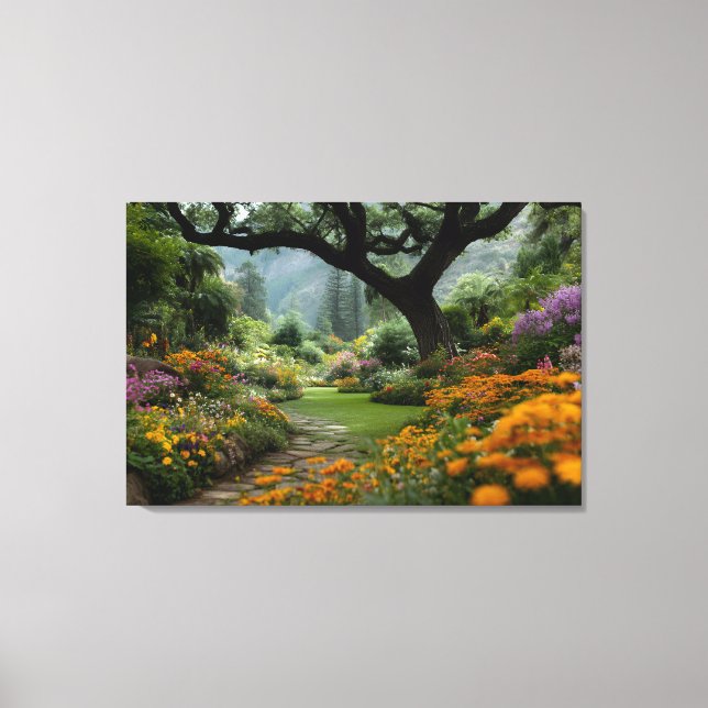 Majestic Blossom Canopy Garden Path Canvas Print (Front)