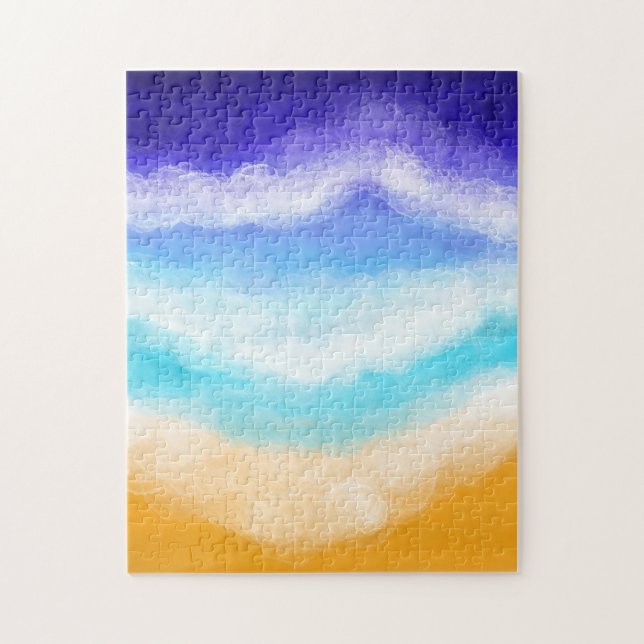 Majestic Blue and Teal Waves on Sandy Shore  Jigsaw Puzzle (Vertical)