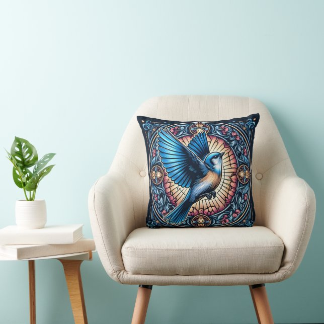 Majestic Blue Bird Soaring in Flight Cushion (Chair)