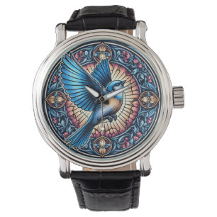 Majestic Blue Bird Soaring in Flight Watch