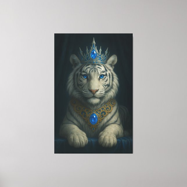 Majestic Blue Crown Royal Tiger – Luxury Fine Art  Canvas Print (Front)