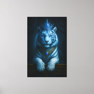 Majestic Blue Crown Royal Tiger – Luxury Fine Art  Canvas Print