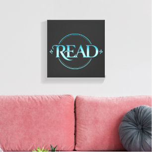Majestic Blue Glass Typography "READ" Art Canvas Print