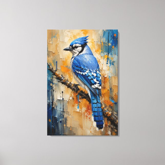 Majestic Blue Jay Abstract Canvas Print (Front)