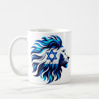 Majestic Blue Lion of Judah with Star of David Coffee Mug