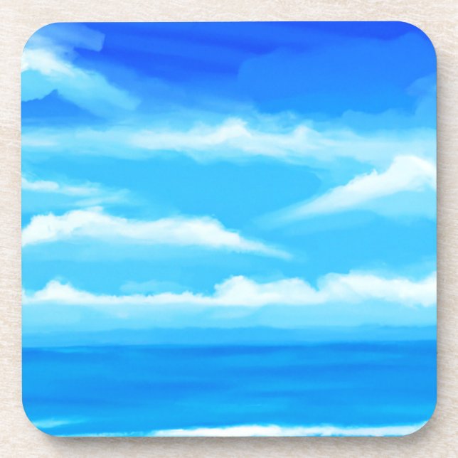 Majestic Blue Sky Painting Coaster (Front)