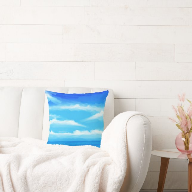 Majestic Blue Sky Painting Cushion (Couch)
