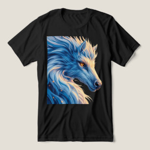 Majestic Blue Wolf with Glowing Eyes – Fantasy Art Tri-Blend Shirt