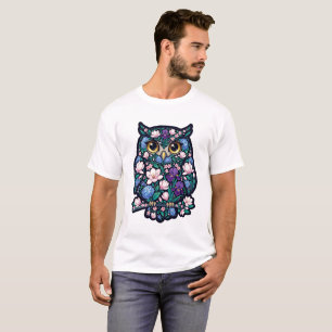 Majestic Botanical Owl Floral Sticker T-Shirt
