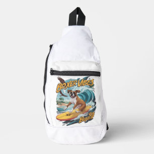 Majestic Boxer Dog Surfing Sling Bag