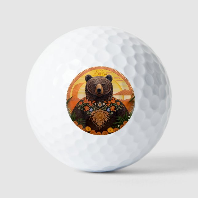 Majestic Brown Bear  Golf Balls (Front)